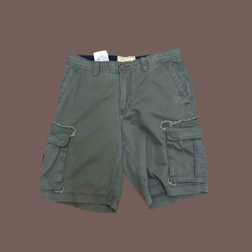 Vintage Transcript Men’s Olive Green Distressed Cargo Shorts Size 32W